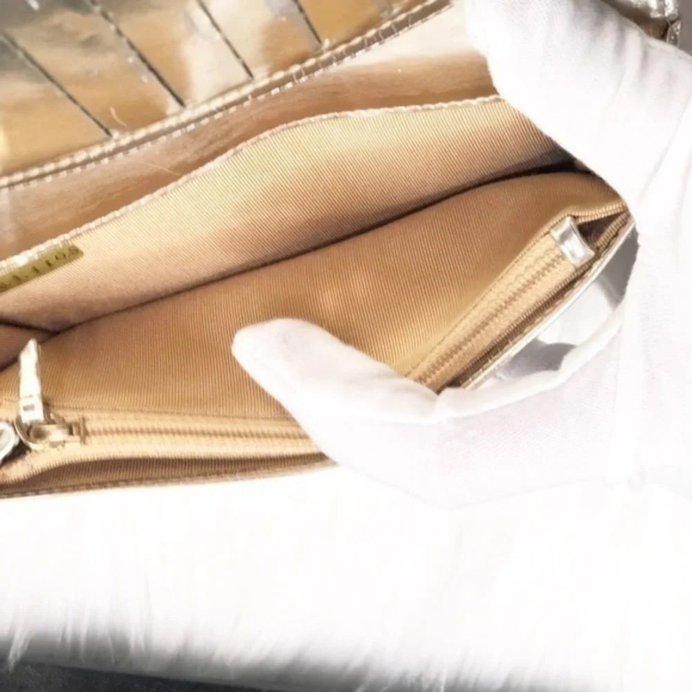 Chanel Silver Metallic Paten Leather Wall…